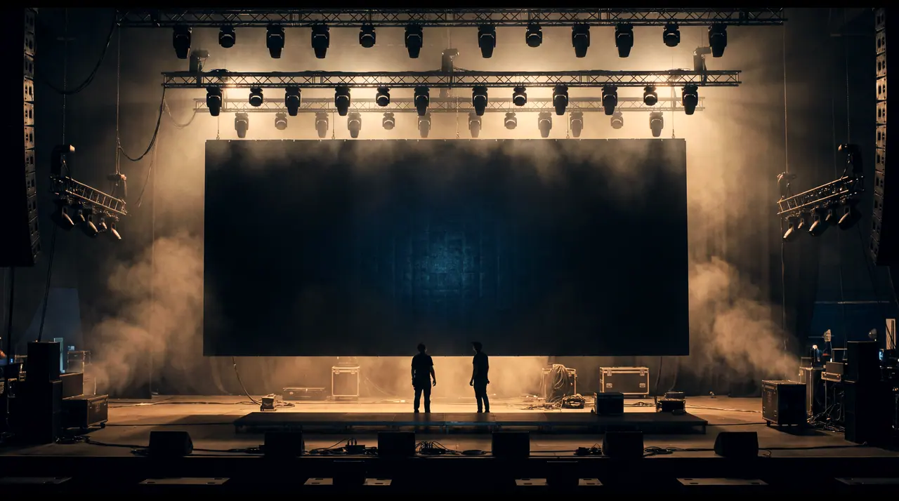 Escenario con la pantalla apagada antes de abrir puertas